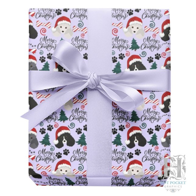 Parti Poodle Christmas Gift Wrapping Paper Purple Presentpapper (Skapare uppladdad)