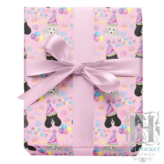 Parti Poodle Wrapping Paper in Pink Presentpapper (Skapare uppladdad)