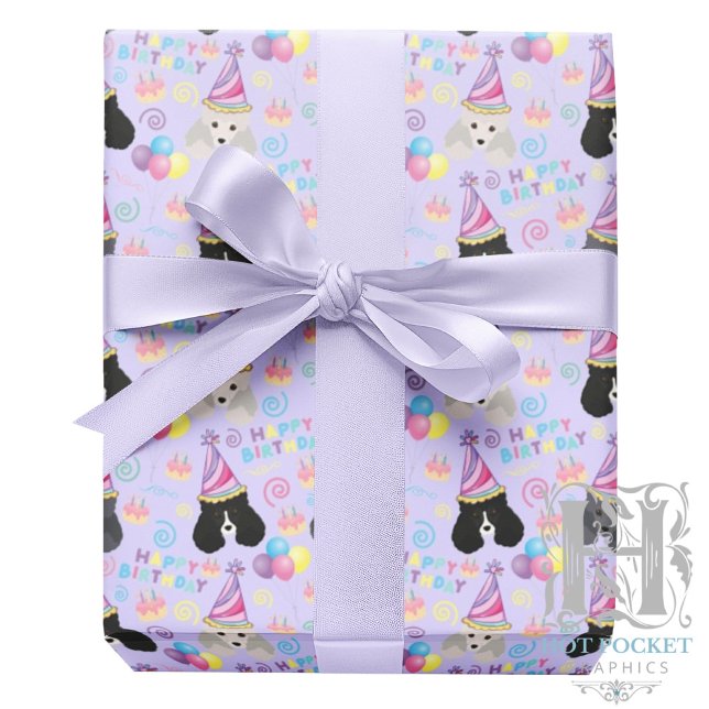 Parti Poodle Wrapping Paper in Purple Presentpapper (Skapare uppladdad)