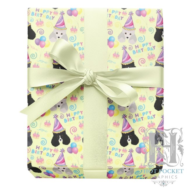 Parti Poodle Wrapping Paper in Yellow Presentpapper (Skapare uppladdad)
