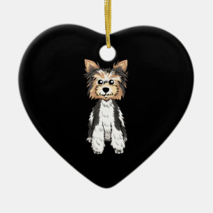 Parti Yorkie Cute Art Julgransprydnad Keramik