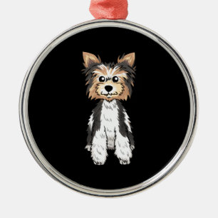 Parti Yorkie Cute Art Julgransprydnad Metall