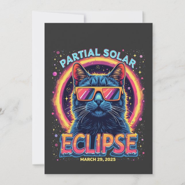 Partial Solar Eclipse 2025 Cat Kitten Inbjudningar (Framsida)