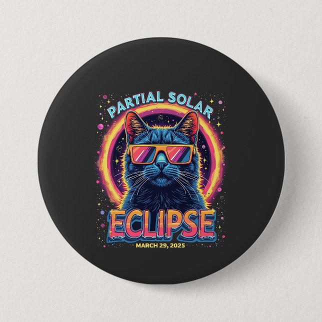 Partial Solar Eclipse 2025 Cat Kitten Knapp (Framsida)