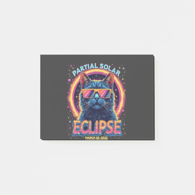 Partial Solar Eclipse 2025 Cat Kitten Post-it Block (Framsida)