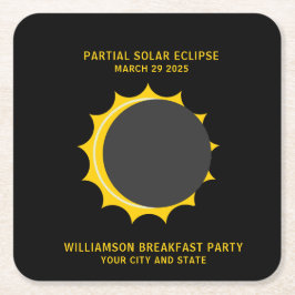 Partial Solar Eclipse Personlig mars 2025 Underlägg Papper Kvadrat