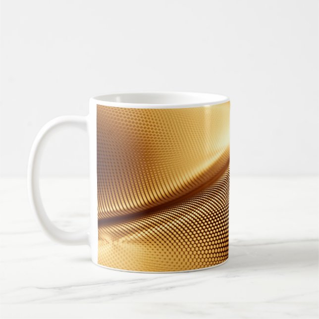 Particle dränerar bakgrunden till lyxen guld. 3d i kaffemugg (Vänster)