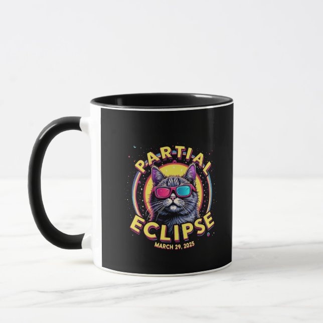 Partiell Eclipse 2025 Kat Astronomy KItten Älskare Mugg (Vänster)
