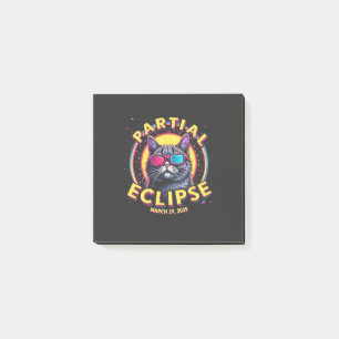 Partiell Eclipse 2025 Kat Astronomy KItten Älskare Post-it Block