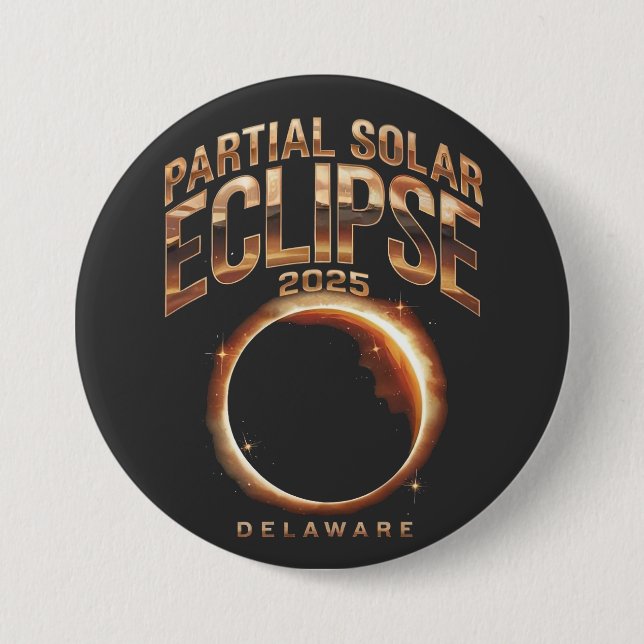 Partiell solär Eclipse 2025 Astronomihändelse Knapp (Framsida)