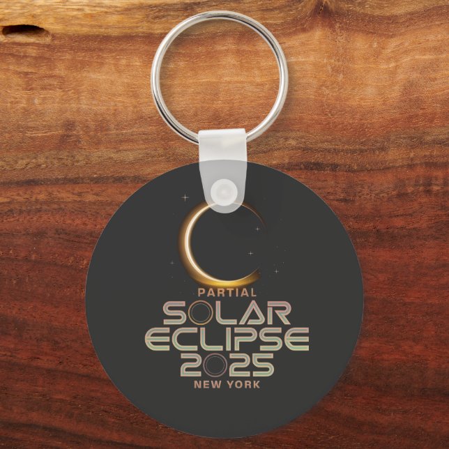 Partiell solär Eclipse 2025 Astronomihändelse Nyckelring (Framsida)