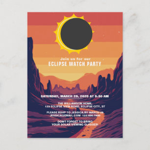 Partiell Solar Eclipse 2025 Watch Party bjudan Inbjudan Vykort