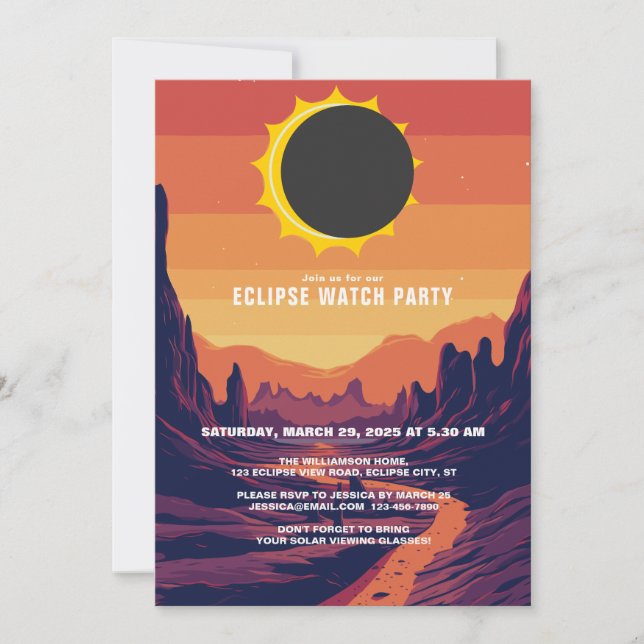 Partiell Solar Eclipse 2025 Watch Party bjudan Inbjudningar (Framsida)