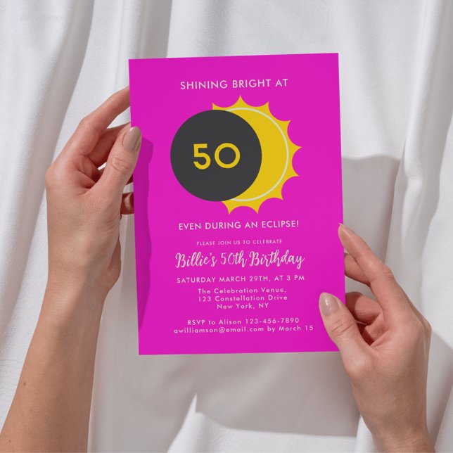 Partiell solenergi Eclipse 2025 50:e Födelsedagsfe Inbjudningar (Personalize your event by adding your details via the templates)