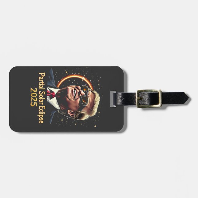 Partiell solenergi Eclipse 2025 Astronomitrump Bagagebricka (Horisontell Framsida)