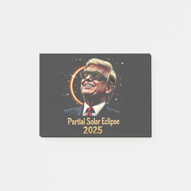 Partiell solenergi Eclipse 2025 Astronomitrump Post-it Block (Framsida)