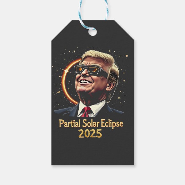 Partiell solenergi Eclipse 2025 Astronomitrump Presentetikett (Framsidan)