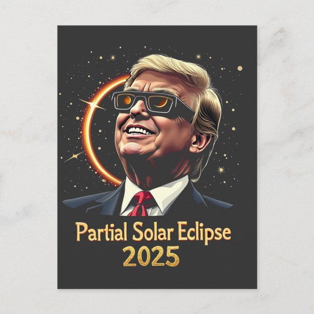 Partiell solenergi Eclipse 2025 Astronomitrump Vykort (Framsida)