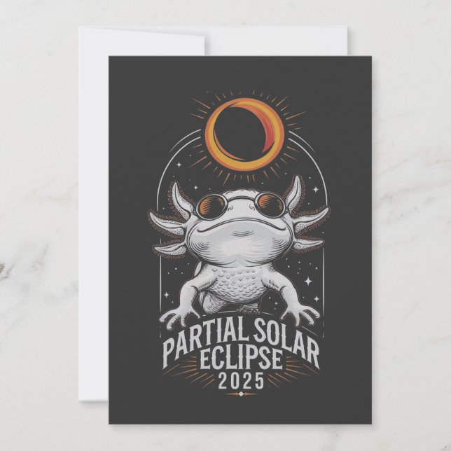 Partiell solenergi Eclipse 2025 Axolotl Amphibian Inbjudningar (Framsida)