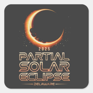 Partiell solenergi Eclipse New jersey 2025 Fyrkantigt Klistermärke