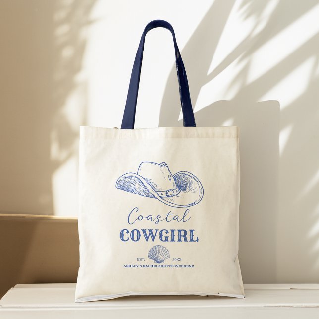 Partiet Coastal Cowgirl Bachelorette föredrar Tygkasse (Coastal Cowgirl Bachelorette party favors personalized customized Tote Bag bridesmaids gifts)