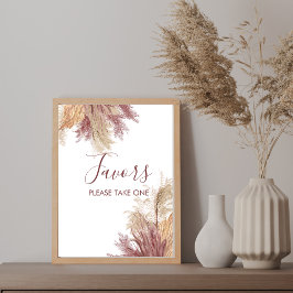 Partiets favoritskylt Boho Pampas Grass Mauve Rosa Poster