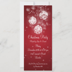 Partiinbjudan Elegant Sparkling Baubles Red Inbjudningar