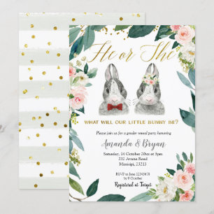 Partiinbjudan för Lilla Bunny Gender Reveal Inbjudningar