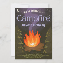 Partiinbjudan till Campfire äventyr barns födelsed