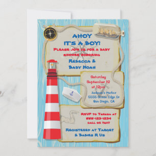 Partiinbjudan till Nautical Sailor Baby Shower Inbjudningar