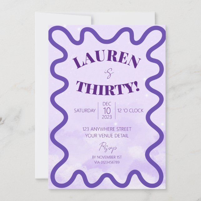 Partiinbjudan till Retro Wave gräns 30års födelsed Inbjudningar (Framsida)