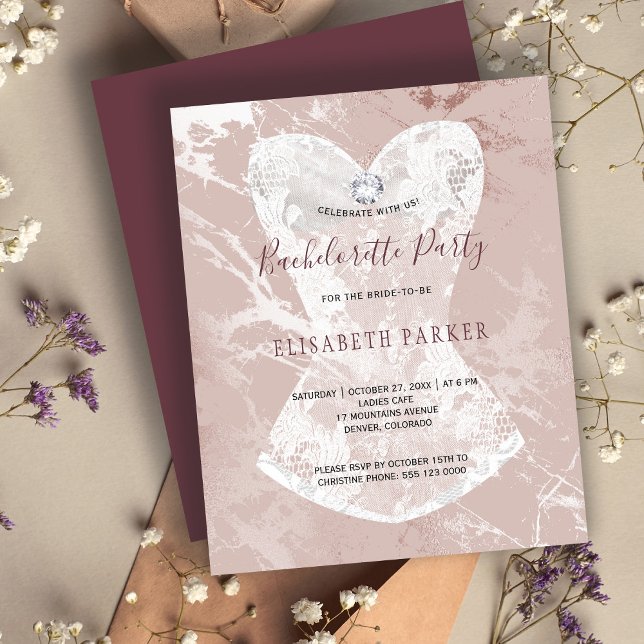 Partiinbjudan till ro guld-marble bachelorette (Skapare uppladdad)