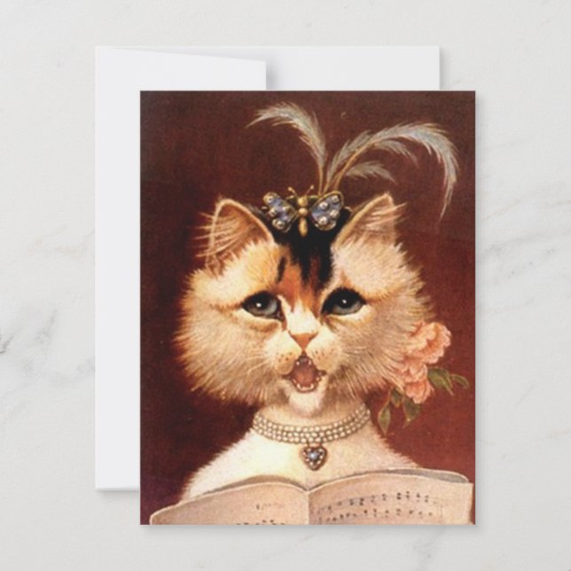 Partiinbjudan till singing Victorian Parlor Cat Inbjudningar (Framsida)
