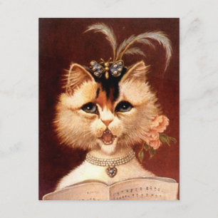 Partiinbjudan till singing Victorian Parlor Cat Inbjudningar
