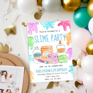 Partiinbjudan till Slime party barns födelsedag Inbjudningar