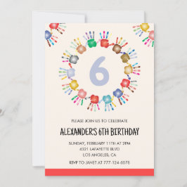 Partikelinbjudningar från färg, färgstarka barn, p inbjudningar