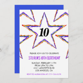 Partikelinbjudningar från färg Stars Regnbås primä Inbjudningar