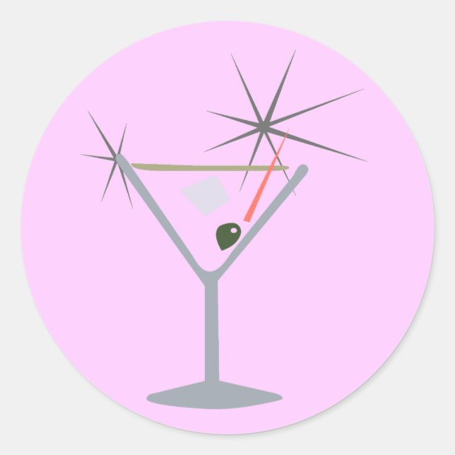 Partini Martini Glass Runt Klistermärke (Framsida)