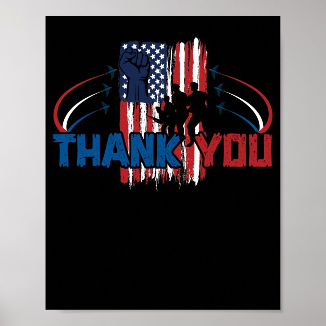 Partiotisk militär veteran, tack Memorial Day Poster (Framsidan)