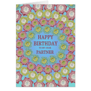 Partner Birthday Crochet Flowers Hälsningskort