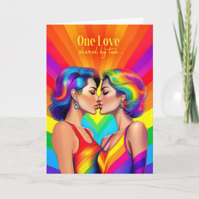 Partner Gay-årsdag Lesbisk par regnbåge Kort (Framsida)