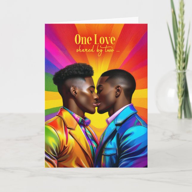 Partner Gay-årsdagen av Rainbow African American Kort (Framsida)