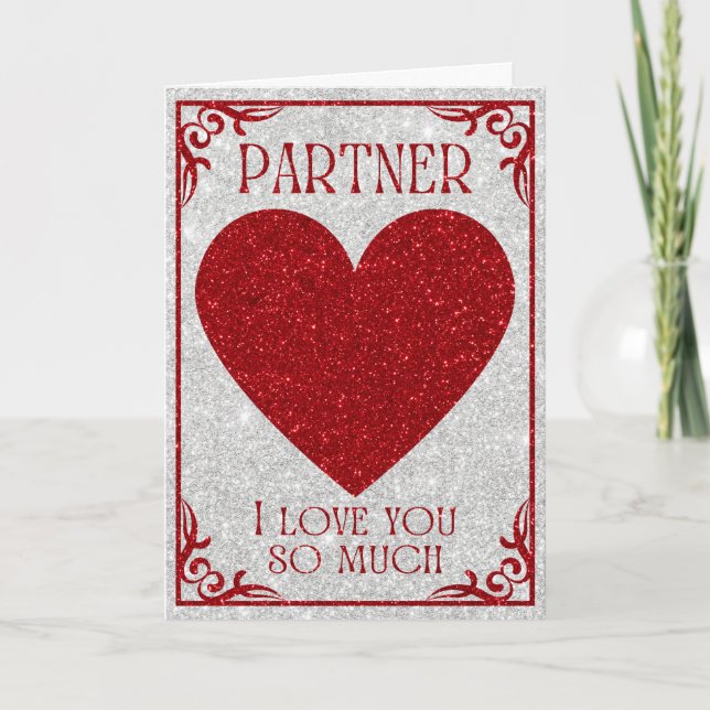 Partner Glitter Alla Hjärtans Dag-kort Kort (Framsida)