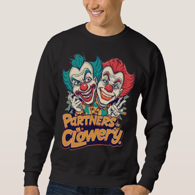 Partner i Clowery (Rolig Clown Puns) Lång Ärmad Tröja (Framsida)