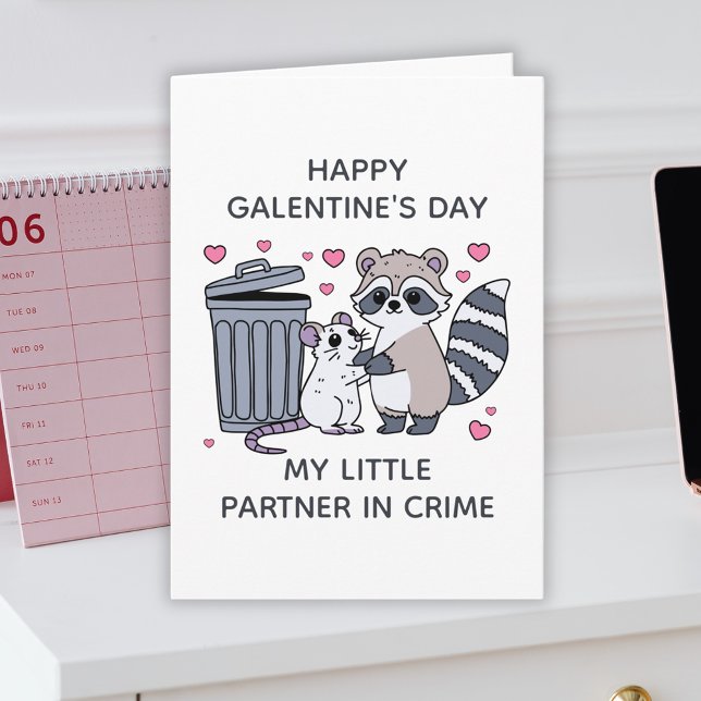 Partner In Crime Funny Galentines Day Helgkort (Partner In Crime Funny Galentines Day Holiday Card
)