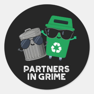 Partners i Grime Funny Sopor Pun Mörk BG Runt Klistermärke