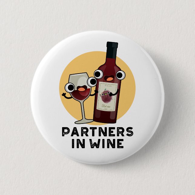 Partners i Vin Funny Drink Pun Knapp (Framsida)