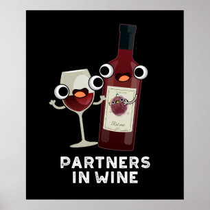 Partners i Vin Funny Drink Pun Mörk BG Poster
