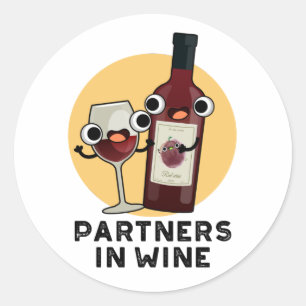 Partners i Vin Funny Drink Pun Runt Klistermärke