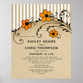 "Partners in Life Modern Boho Bröllop Certificate Poster